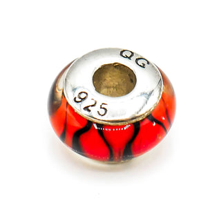 QG Brand Red Murano Glass Charm With Sterling Silver Core