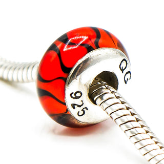 QG Brand Red Murano Glass Charm With Sterling Silver Core