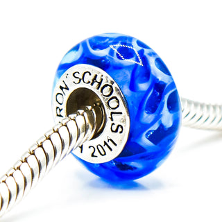 Hebron Schools 2011 Commemorative Murano Glass Charm With Sterling Silver Core