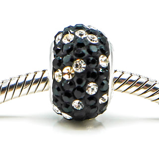 CHARMED MEMORIES Black Crystal Charm With Sterling Silver Core
