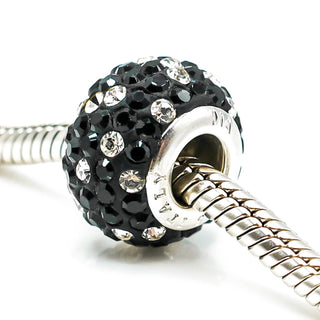 CHARMED MEMORIES Black Crystal Charm With Sterling Silver Core