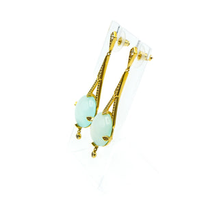 14K Gold Vermeil Aqua Chalcedony Drop Earrings