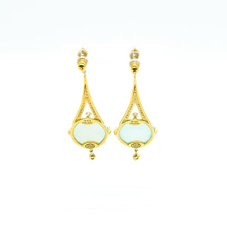 14K Gold Vermeil Aqua Chalcedony Drop Earrings