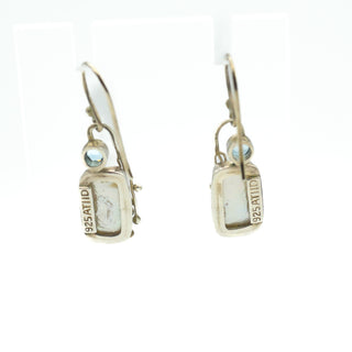 Sterling Silver Blue Topaz And Mother of Pearl Earrings