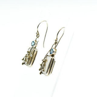 Sterling Silver Blue Topaz And Mother of Pearl Earrings