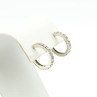 Sterling Silver Hoop Earrings With Clear Cubic Zirconia