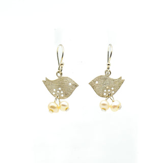 Sterling Silver Love Bird Bridal Earrings With Freshwater Pearls