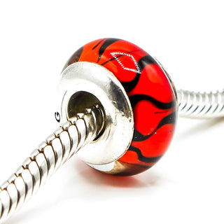 QG Brand Red Murano Glass Charm With Sterling Silver Core