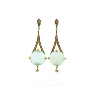 14K Gold Vermeil Aqua Chalcedony Drop Earrings