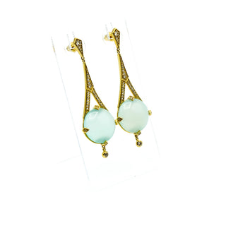 14K Gold Vermeil Aqua Chalcedony Drop Earrings