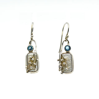 Sterling Silver Blue Topaz And Mother of Pearl Earrings