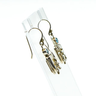 Sterling Silver Blue Topaz And Mother of Pearl Earrings