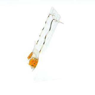 Sterling Silver Designer Dangle Earrings With Orange Gemstone Beads