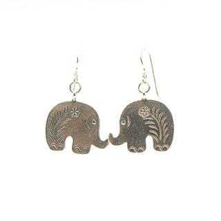 Vintage Sterling Silver Elephant Earrings With Flower Decor