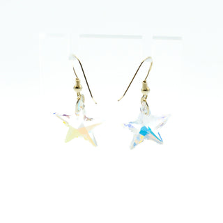 Sterling Silver Sparkling Star Dangle Earrings With Metal Backed Acrylic