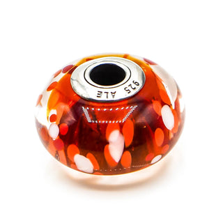 PANDORA XL Orange Blossom Murano Glass Sterling Silver Charm