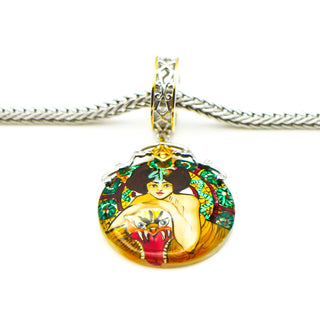 MICHAEL VALITUTTI Gems En Vogue Hand Painted Shell Lady With Snake Dangle Charm