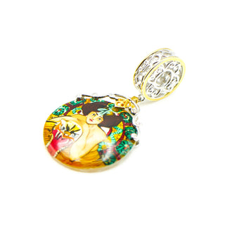 MICHAEL VALITUTTI Gems En Vogue Hand Painted Shell Lady With Snake Dangle Charm