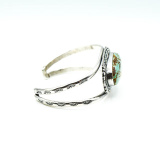 Vintage Mae Peshlakai Navajo Green Turquoise Sterling Silver Cuff Bracelet