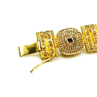 Vintage Gold Plated Sterling Silver Bracelet With Citrine Size 7.2-Inches