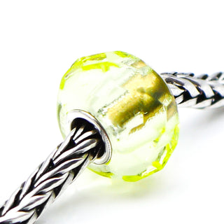 TROLLBEADS Green Prism Glass Bead Sterling Silver Core Charm