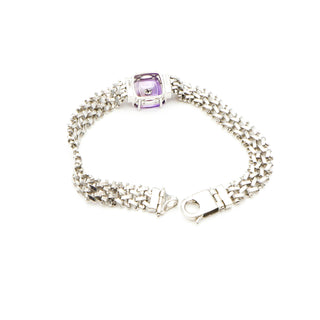 Lehrer Designs Amethyst Torusring Sterling Silver 7.5-Inch Bracelet With Diamonds