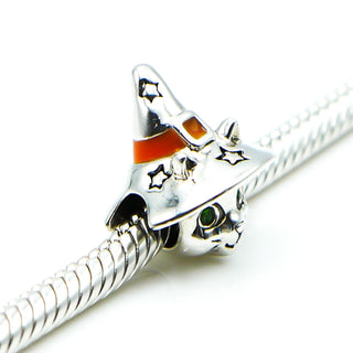 CHAMILIA Halloween Cat Sterling Silver Charm With Green Swarovski Crystals