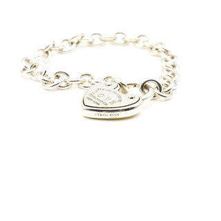 Return to Tiffany Heart Love Lock Sterling Silver Bracelet Size 7