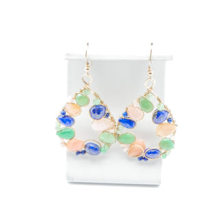 KEP Designs Maggie Earrings Lapis Chrysoprase Rose Quartz Gold Filled Hoops