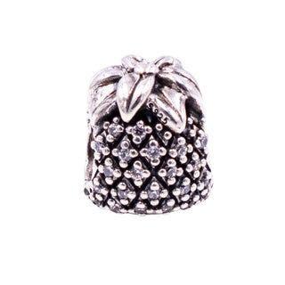 Pandora Retired Sparkling Pineapple Sterling Silver Clear CZ Charm Bead