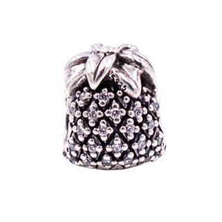 Pandora Retired Sparkling Pineapple Sterling Silver Clear CZ Charm Bead