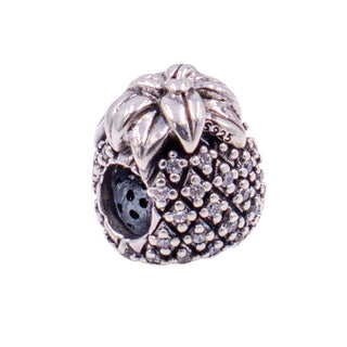 Pandora Retired Sparkling Pineapple Sterling Silver Clear CZ Charm Bead