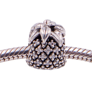 Pandora Retired Sparkling Pineapple Sterling Silver Clear CZ Charm Bead