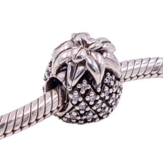 Pandora Retired Sparkling Pineapple Sterling Silver Clear CZ Charm Bead