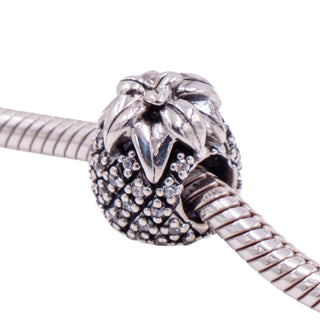 Pandora Retired Sparkling Pineapple Sterling Silver Clear CZ Charm Bead