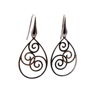 ATI India Sterling Silver 2 Inch Scroll Dangle Earrings
