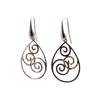ATI India Sterling Silver 2 Inch Scroll Dangle Earrings