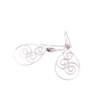 ATI India Sterling Silver 2 Inch Scroll Dangle Earrings