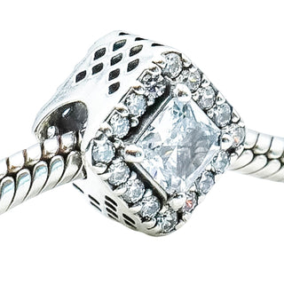 Pandora Geometric Radiance Silver Charm With Clear Zirconia