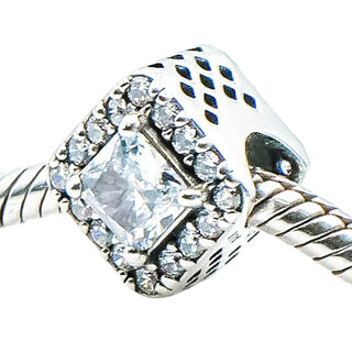 Pandora Geometric Radiance Silver Charm With Clear Zirconia
