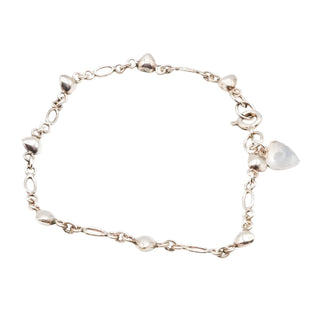 Sterling Silver Heart Charm Link Bracelet – Romantic Minimalist Design