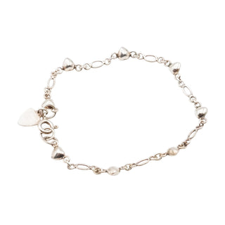 Sterling Silver Heart Charm Link Bracelet – Romantic Minimalist Design
