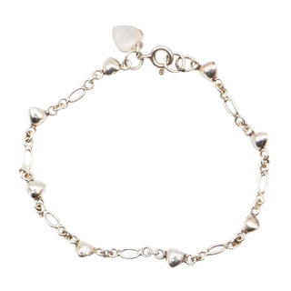 Sterling Silver Heart Charm Link Bracelet – Romantic Minimalist Design