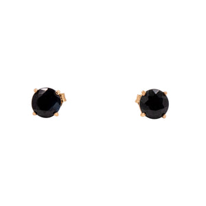 14K Yellow Gold 3.00 Carat Round Blue Sapphire Stud Earrings