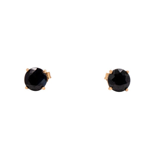 14K Yellow Gold 3.00 Carat Round Blue Sapphire Stud Earrings