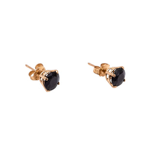 14K Yellow Gold 3.00 Carat Round Blue Sapphire Stud Earrings