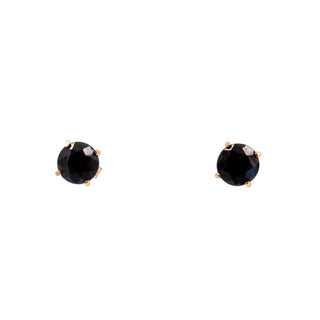 14K Yellow Gold 3.00 Carat Round Blue Sapphire Stud Earrings