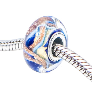Chamilia Iridescent Pink Spectrum Murano Glass Bead Sterling Silver Charm