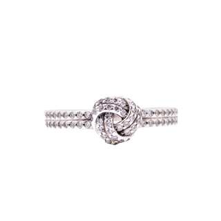 Pandora Retired Sparkling Love Knot Sterling Silver Clear CZ Ring Size 9
