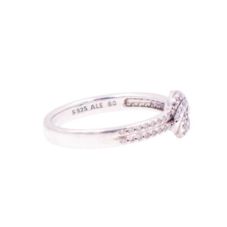 Pandora Retired Sparkling Love Knot Sterling Silver Clear CZ Ring Size 9